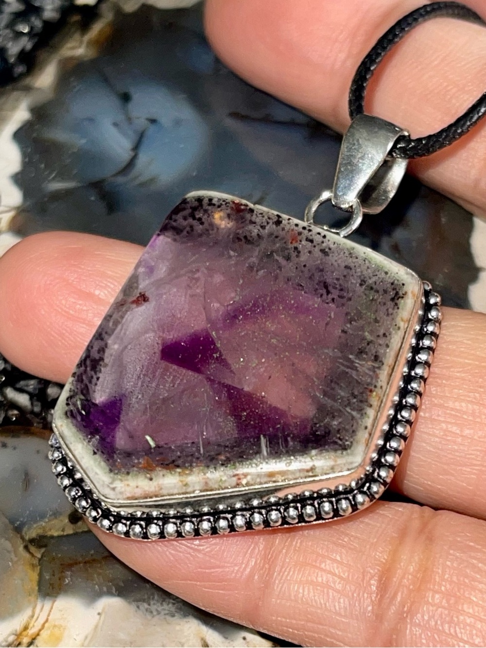 Beautiful Auralite Amethyst Pendant 2”